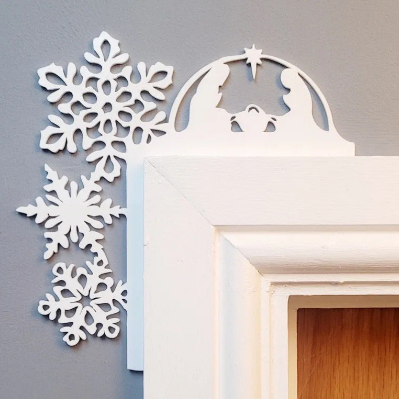 Christmas snowflake door corner decoration scene home decoration ornaments atmosphere door frame decoration